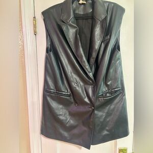 H & M Women's Black Sleeveless Faux Leather Jacket